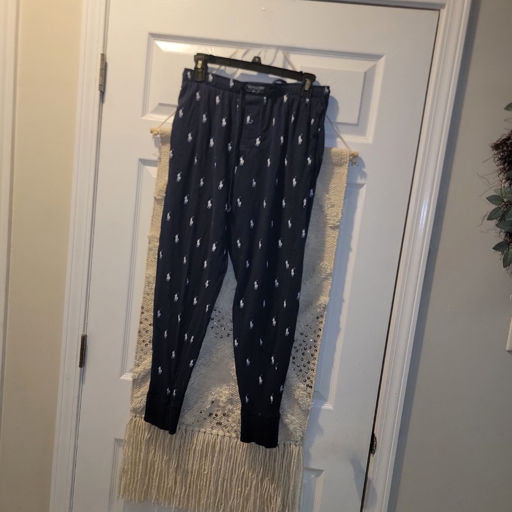Ralph Lauren Navy Joggers with White Logo
